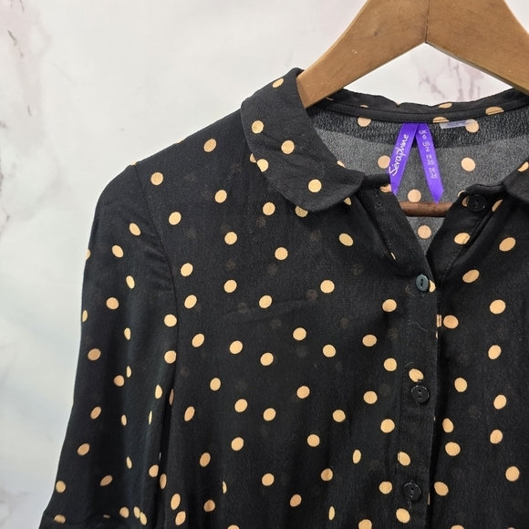Seraphine Dress Women 2 XS Black Brown Polka Dot Maternity Nursing Button Front - Picture 2 of 14